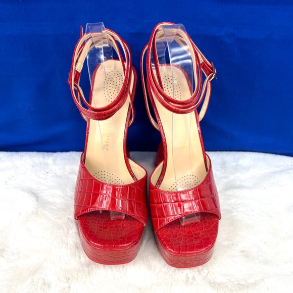 NWOT |•AZALEA WANG•| Red Croc Platform Bubble Heel Shoes Size 8 - Picture 5 of 12